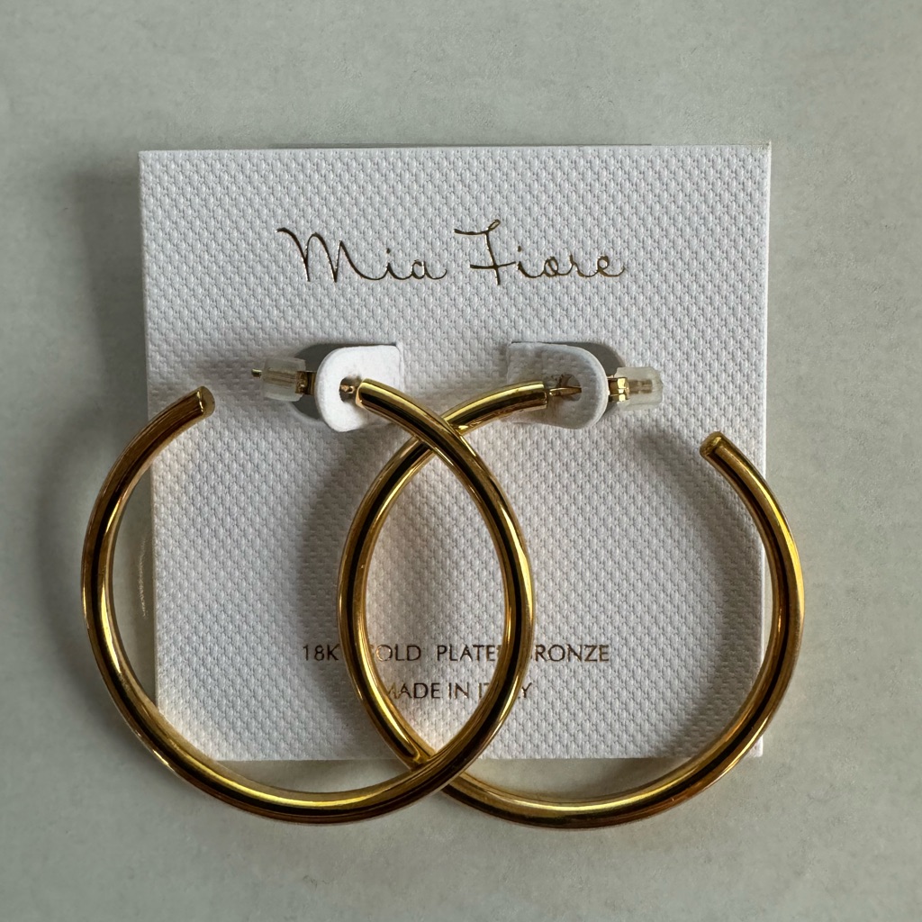 Mia Fiore Large 1 34 Hoops Earrings 14k Gold Plated Bronze Nwt 75 37$